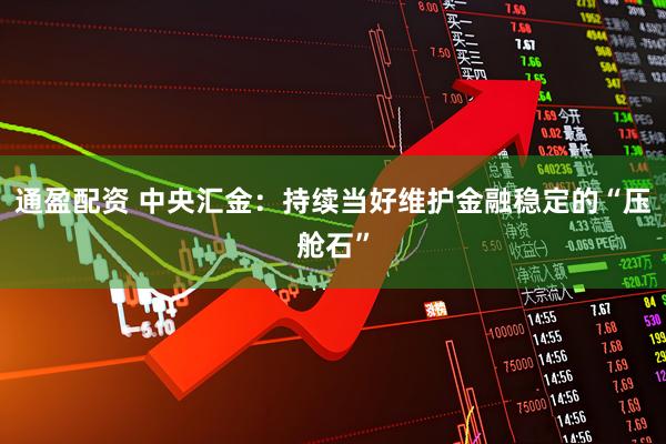 通盈配资 中央汇金：持续当好维护金融稳定的“压舱石”