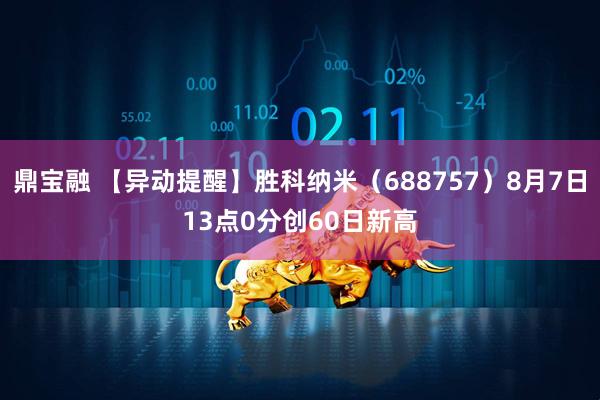 鼎宝融 【异动提醒】胜科纳米（688757）8月7日13点0分创60日新高